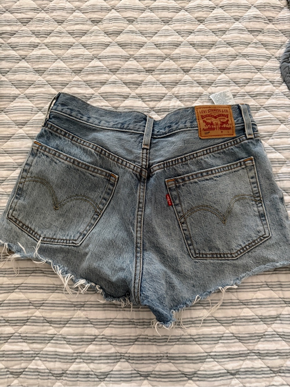 Levi's Medium Wash Distressed Denim Cutoff Shorts